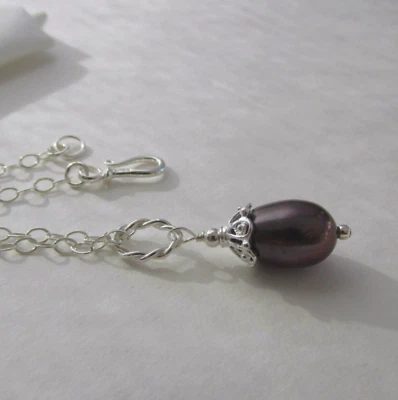 mocha bronze AAA Zuchtperle Anhänger & Kette Designer Collier 925 Silber UNIKAT - Bild 1 von 4