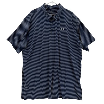 Under Armour Polo Shirt Mens 4XLT Navy White Stripe Performance Golf Stretch - Image 1 of 4