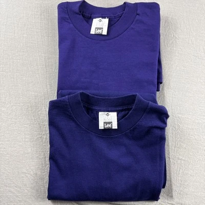 Винтажная мужская футболка Lee M фиолетовая сделано в США тяжелая пустая 90-е Y2K лот из 2 - Изображение 1 из 4