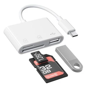 Adaptateur Caméra USB C vers USB, Lecteur Carte SD pour iPhone 3 Emplacement (Avec USB-C) - Photo 1 sur 7
