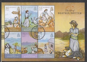 Alderney Beatrix Potter Literature  min sheet fine used - Picture 1 of 1