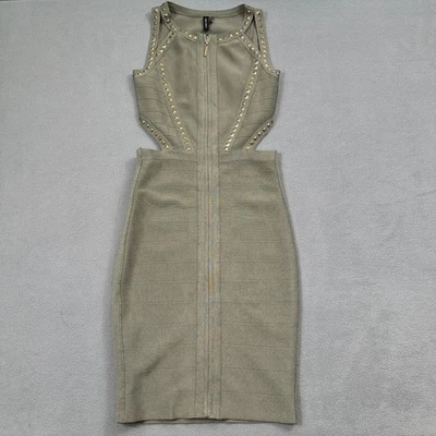 Nuevo sin etiquetas Mini Vestido Marciano para Mujer XS Vendaje Tachonado Bodycon Verde Oliva Cóctel Foto 1 de 4