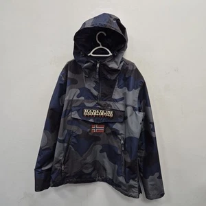 Napapijri Rainforest Taped Seam Anorak Army Blue Green Camo Hood Jacket Size XXL - Picture 1 of 12