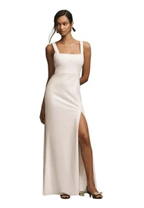BHLDN Maxikleid Hochzeit weiß formell Größe 10 elfenbein Braut quadratischer Ausschnitt elegant - Bild 1 von 12