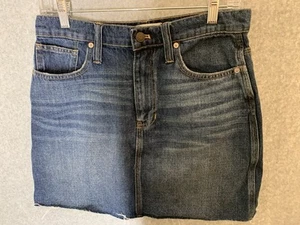 Madewell denim Blue jean Short Skirt women's size 27 Vintage whiskered Fade - Picture 1 of 4