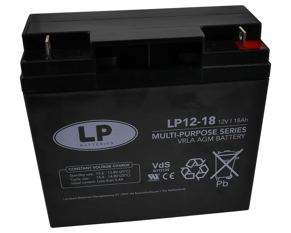 VdS Batterie 12V 18Ah LANDPORT AGM 12-18 Alarmanlage, Rollladen, Antrieb, Ersatz