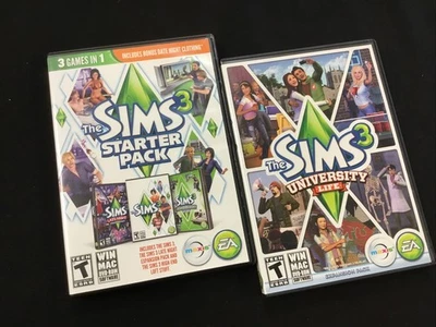 The Sims 3: Starter Pack (PC Game DVD-ROM, 2013) & University Life With Manuals - Image 1 of 4