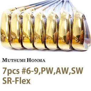 MUTSUMI HONMA MH-608 Iron Set 7pcs 6-9 PW AW SW SR Flex Gold RH Golf Japan NEW - Picture 1 of 13