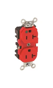 Red 20 Amp Hospital Grade Duplex Electrical Outlet Heavy Duty Receptacle - Foto 1 di 1