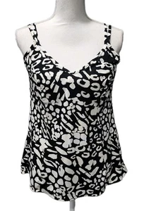 Miraclesuit Damen 10 schwarz weiß Animal Print Tankini verstellbare Träger Oberteil - Bild 1 von 7