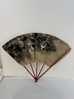 Vintage Japanese Folding Fan Shimaisen Sensu VTG Bamboo Frame Gold Silver Shinto
