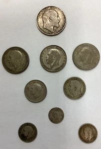 Asst Edward V11 Coins, Inc 1908 Half Crown, 3 X Florins, 2 X Sixpence And More - Picture 1 of 2
