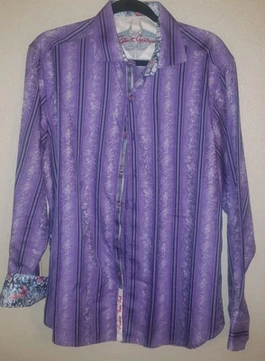 CAMISA ROBERT GRAHAM CONOCIMIENTO SABIDURÍA VERDAD PUÑO GRANDE ABATIBLE PÚRPURA GRANDE EN MUY BUEN ESTADO #3 Foto 1 de 4