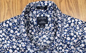 J.CREW BLUMENDRUCK SLIM FIT FLEX GEWASCHENE BAUMWOLLE/ELASTHAN HEMD S/S MEDIUM, M - Bild 1 von 4