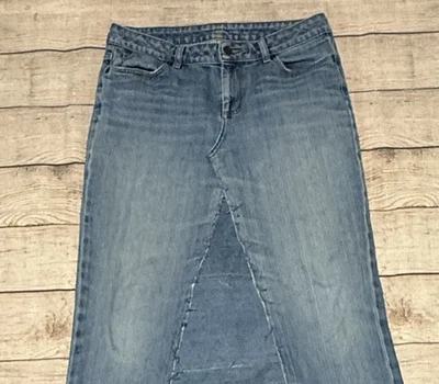 Модная женская длинная джинсовая юбка ручной работы легкая стирка потертая талия 32 - Изображение 1 из 4