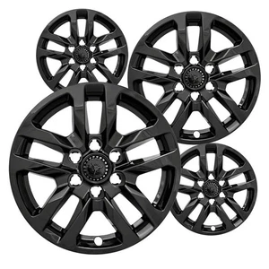 Impostor Wheel Skins Gloss Black 18 Inch Set of 4 for Chevy Silverado Suburban T - Picture 1 of 2