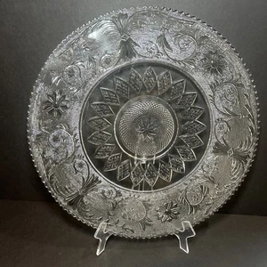 13” Anchor Hocking Crystal Sandwich Platter EUC Round Plate - Picture 1 of 6