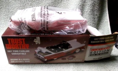 Vintage Trust Worthy Hardware 1957 Ford Fairlane Convertible bank w/key ( NEW ) - Image 1 of 4