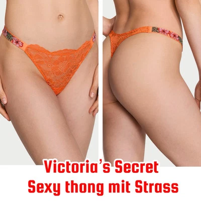VICTORIA'S SECRET Very Sexy mit Strass Thong Tanga String Slip Unterhose Orange - Bild 1 von 3