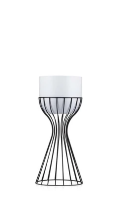 HowHomely Blumenständer Metall Übertopf schwarz weiß rund Draht Blumensäule 46cm - Bild 1 von 4