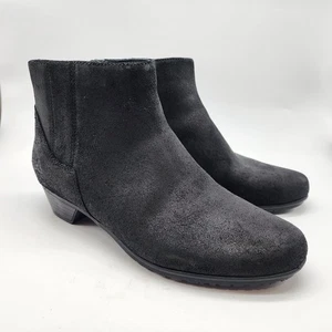Abeo Melanie Mittelfuß kurze Stiefel Größe 9,5 schwarz geöltes Leder seitlicher Reißverschluss Bootie - Bild 1 von 9