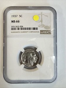1937 BUFFALO NICKEL MS66 - Picture 1 of 4