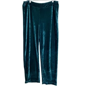 Norm Thompson Damen Samt Hose Large Grün Jumpsuit Retro Gerades Bein Jogger - Bild 1 von 7