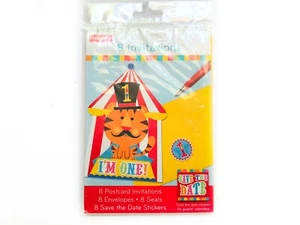 Fisher Price 8 Einladungen erster Geburtstag Big Top Geburtstag Zirkus ein Jahr alt - Bild 1 von 3