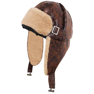 ILOVEFANCYDRESS ADULTS AVIATOR PILOT HAT FAUX LEATHER LOOK HISTORY FANCY DRESS ACCESSORY