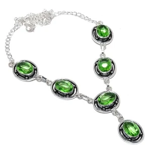 Green Peridot Gemstone Handmade 925 Sterling Silver Jwelery Necklace Sz 18'' - Picture 1 of 1