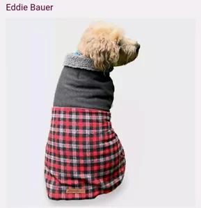 Eddie Bauer NWT Black Pink Plaid Warm Cozy Outdoor Dog Puppy Walk Coat Jacket XS - Picture 1 of 7