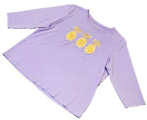 Kim Rogers Perfectly Soft Women's 3/4 Sleeve Blouse Glitter Pineapple Large - Picture 1 of 8