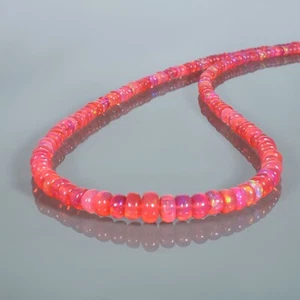 Handmade 18" Natural Welo Fire Multicolor Red Opal Beads Necklace Strand Chain - Picture 1 of 6