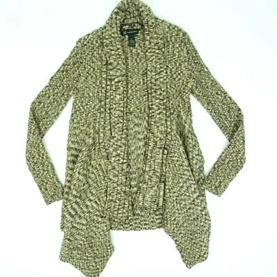 INC Beige Marrón Metálico Dorado Manga Larga Chal Cuello Abierto Cárdigan Suéter Talla M Foto 1 de 4
