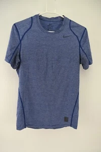 Nike Mens Blue Dri-Fit Combat Short Sleeve Pullover Crewneck Fitted Shirt Size S - Picture 1 of 5