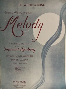 MELODÍA Sigmund Romberg 1933 I'D ESCRIBE UNA CANCIÓN Espectáculo de Broadway Partituras DIJES - Imagen 1 de 3