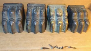 4 Vintage Hardware Metall Klauenfüße Möbel Waschtisch Tisch Kommode Kappen Abdeckungen - Bild 1 von 10