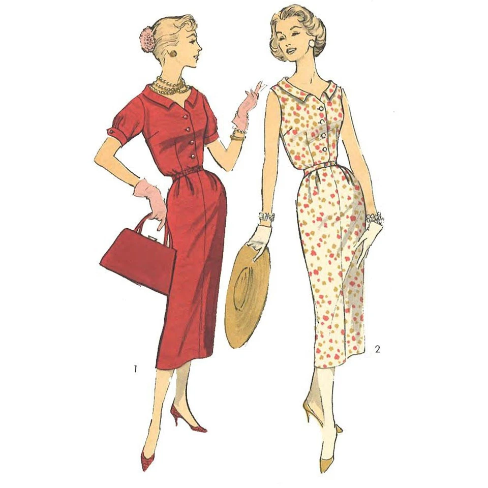 1950s Pattern, Iconic Fitted Sheath, Wiggle Dress - Multi-sizes - Image 1 of 1