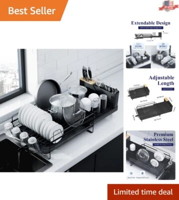 Estante de secado de platos de acero inoxidable - Antioxidación premium - Cubiertos y portavasos Foto 1 de 4