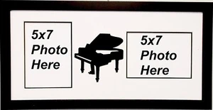 Grand Piano Music Double Photo Picture Frame Holds Two 5x7 Photos Wall Mount  - Picture 1 of 2