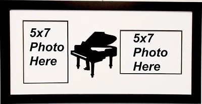 Grand Piano Music Double Photo Picture Frame Holds Two 5x7 Photos Wall Mount  - Image 1 of 2