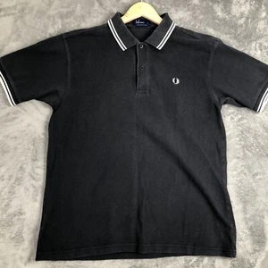 Fred Perry Polo Shirt Men’s Large Black 100% Cotton Pique Short Sleeve Collared - Picture 1 of 10