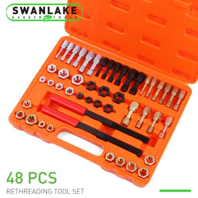 48 Piece Thread Chaser Set Rethreading Taps Dies Thread Files in Metric UNC UNF - Image 1 of 4