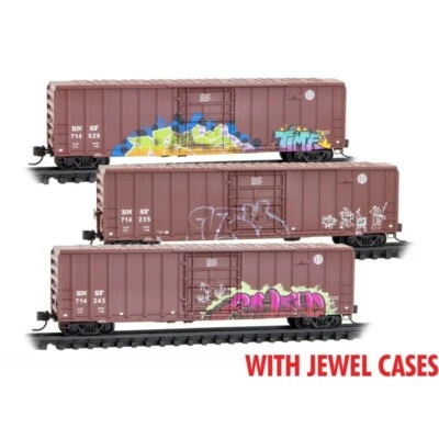 Micro-Trains N 98305048 BNSF Burlington Northern Graffiti Boxcar Set Train - Image 1 of 4