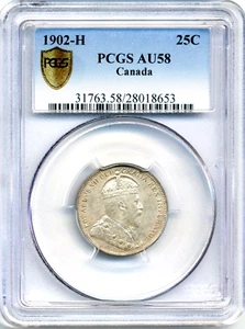 1902-H Canada 25 Cents - Choice About Uncirculated, PCGS AU58 - Picture 1 of 2