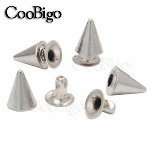 6x7mm Cone Double Rivet Studs Collision Nail Spike Punk Rock Cloth Leather Craft