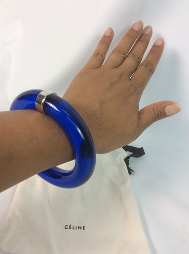 Bracciale Statement Celine tono argento blu senza borsa fornito con bracciale