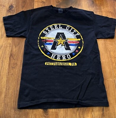 Camiseta Kurt Angle Steel City Hero WWE Pequeña Usada Pittsburgh Pa Foto 1 de 4