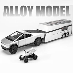 1:32 Scale Tesla Cybertruck Pickup Trailer Alloy Car Model Diecast Metal Vehicle