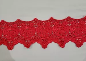 Red Lace trim 1.94 Yards 4 inch Wide.. New - Picture 1 of 5